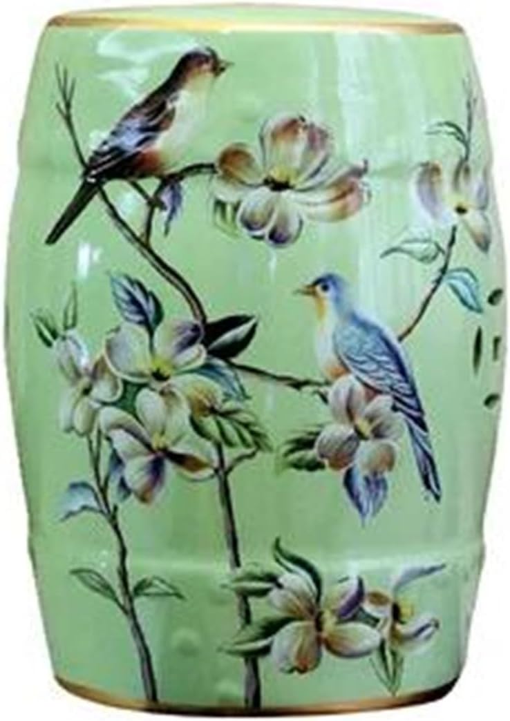 Decorative Garden Stools, Modern Chinese Ceramic Traditional Pattern Flower and Bird Round Porcelain Stool(C)