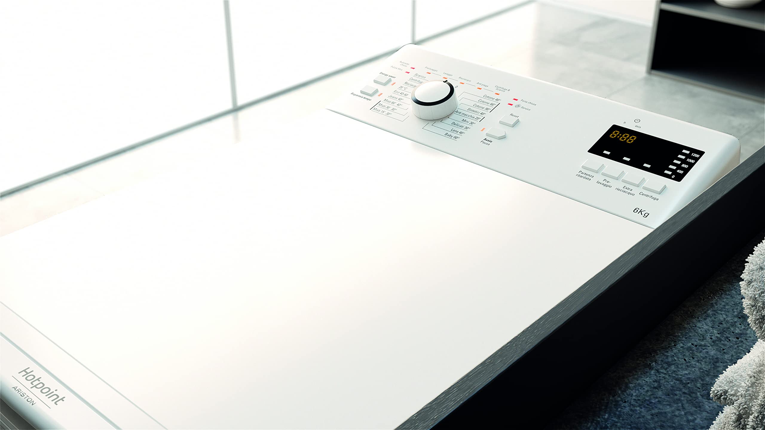 Hotpoint WMTF 624U IT Waschmaschine 6kg Slim Toplader Freiinstallation 1200U/min Klasse C Schmutzabweisend Programm 40x60x90cm