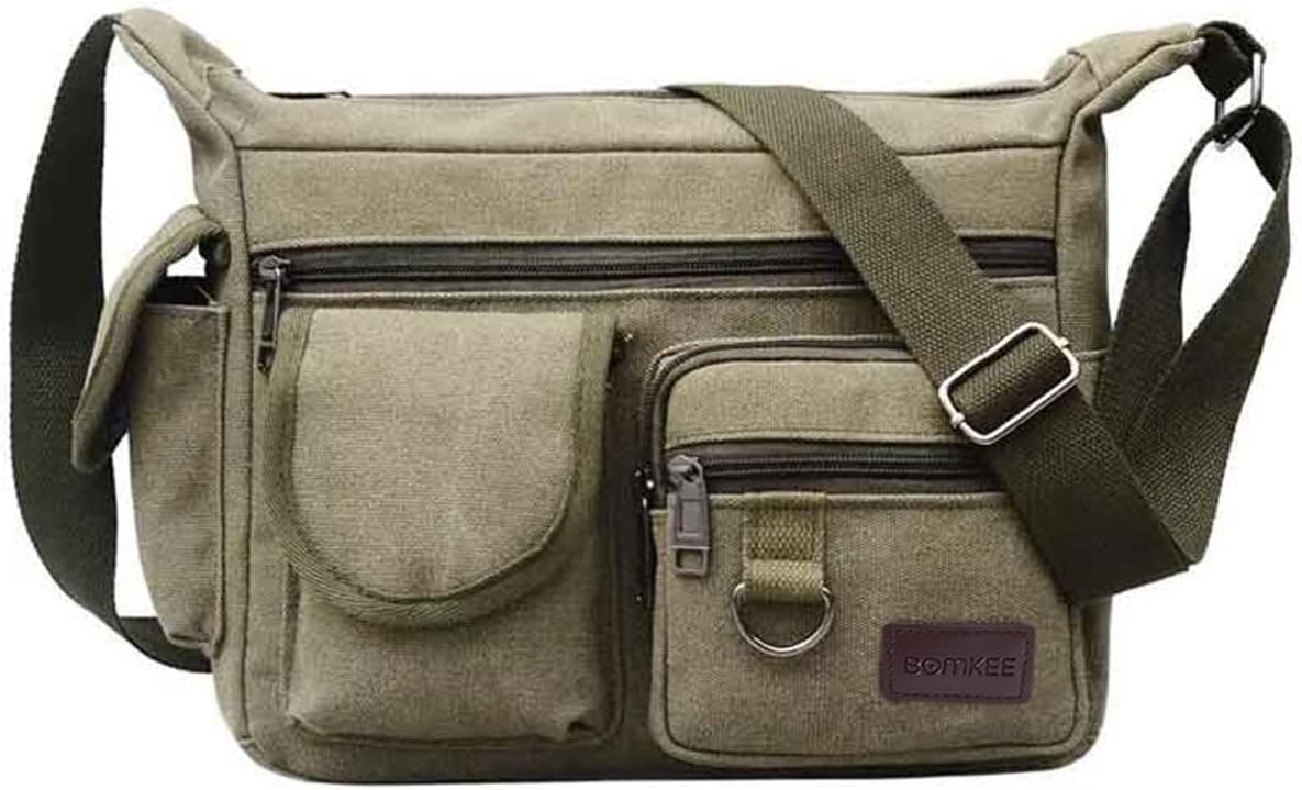 Borsa A Tracolla In Tela BOMKEE - Zaino Messenger Impermeabile, Multi-Tasche - Per Ufficio, Scuola, Viaggi - Foto 4