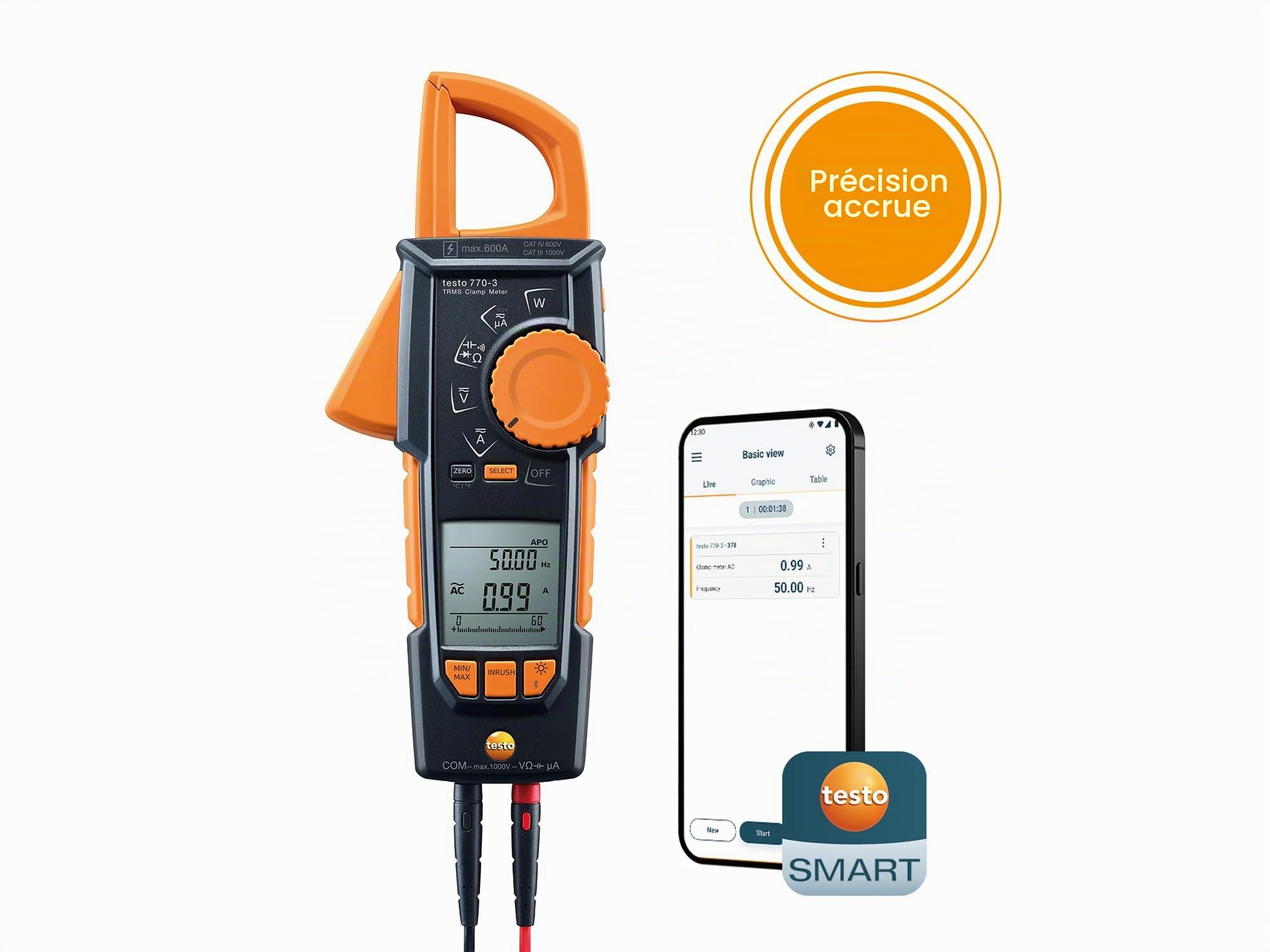 testo Pince multimètre TRMS 770-3 avec Bluetooth
