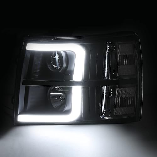 Miniatura 6 de M-AUTO Conjunto de proyector de carcasa negra con 2 pares de bombillas LED premontadas de 6000 K compatibles con modelos 07 08 09 10 11 12 13 Chevy