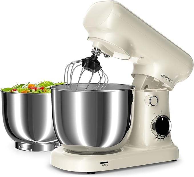 DOBBOR dual bowl 3QT and 3.5QT stand mixer in white