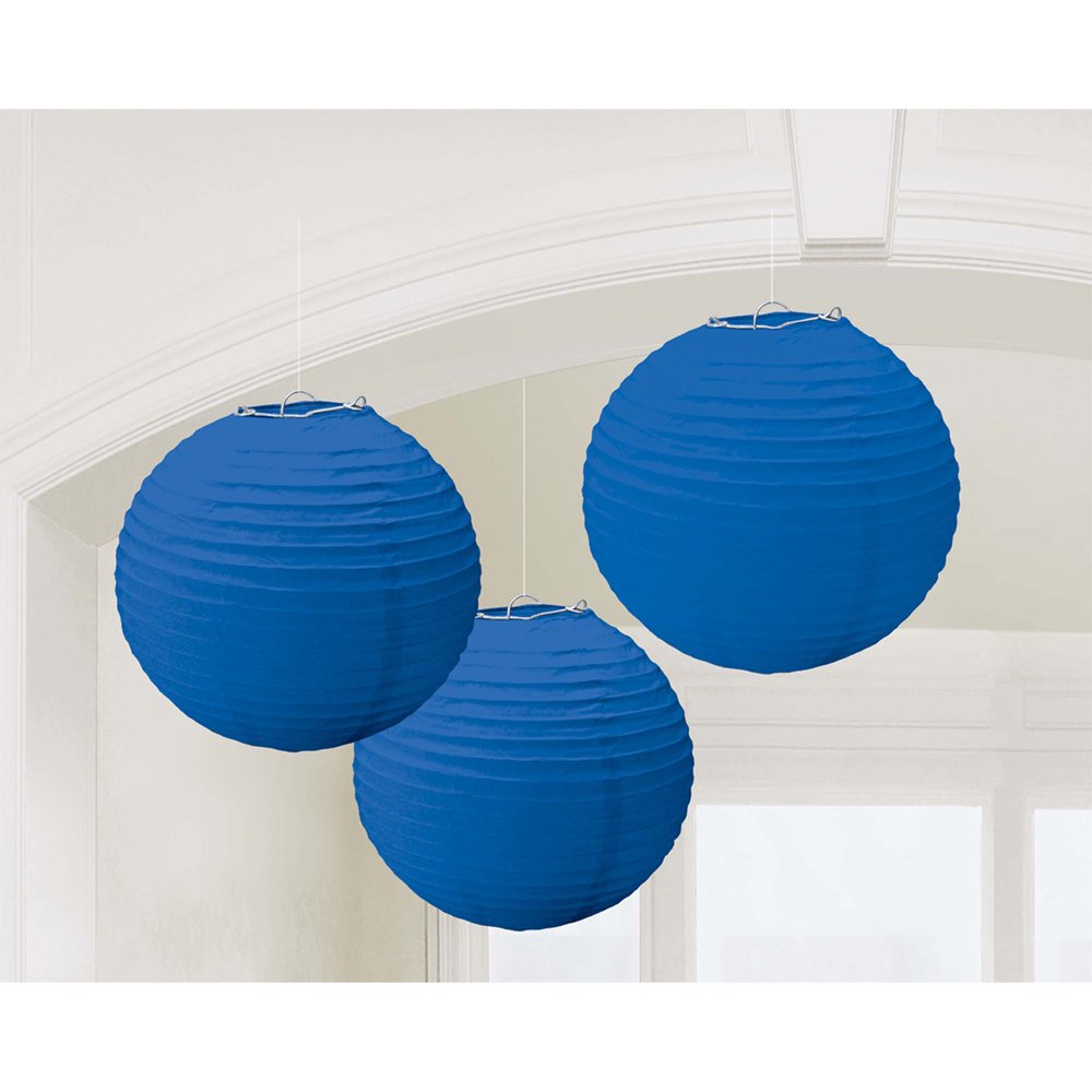 Bright Royal Blue Round Paper Lanterns - 9.5