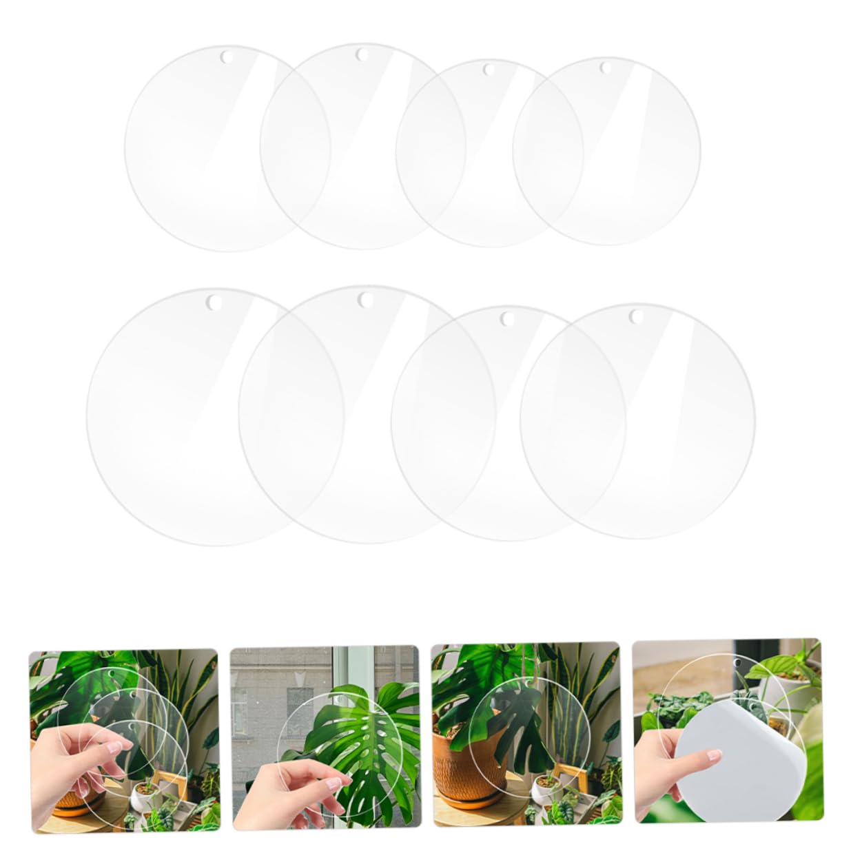 8pcs Acrylic Round Discs Holes Craft Blanks for Projects for Painting Decorations and Creative Crafts