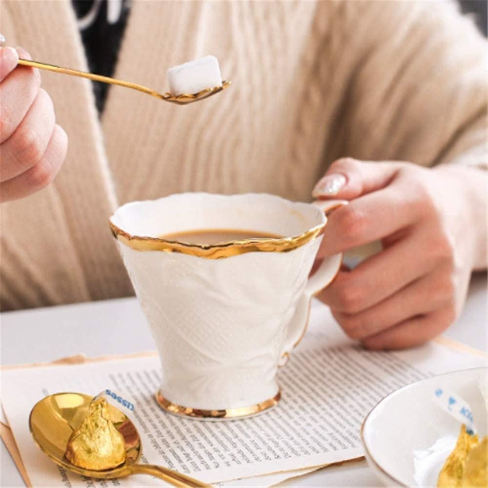 Zestaw Do Herbaty 8 Sztuk Ceramiczny Zestaw Do Herbaty Kubki I Taca Kawy Złote Wykończenia Styl Europejski Popołudniowa Herbata Drinkware Serwis Akcesoria Kuchenne