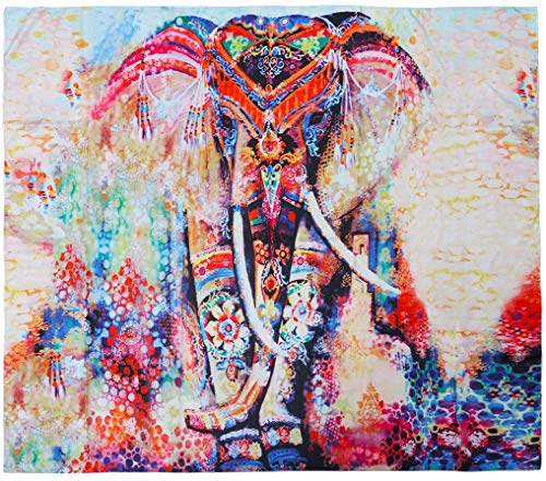 VORCOOL Tapisserie Mandala indienne éléphant motif floral tapisserie murale lit feuille de plage tapis de yoga tapis de soleil couverture 150 x 130 cm