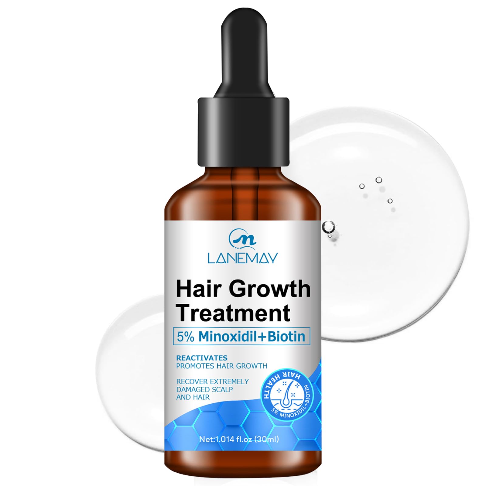 Minoxidil Hair Growth Serum, Advanced Hair Fall Control Serum with Minoxidil 5%, Biotin, Rosemary & Vitamin E, Anti-Hair Loss & Strengthening