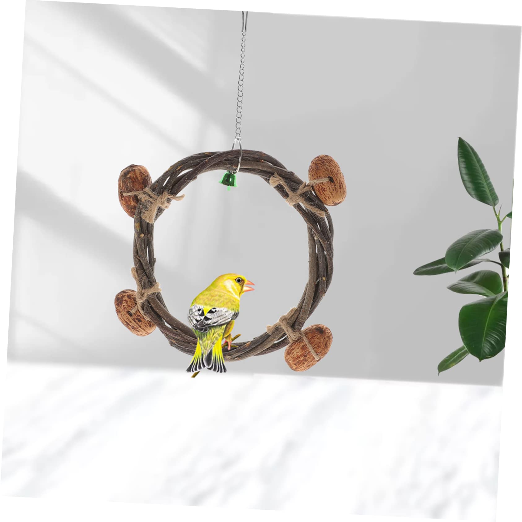 minkissy 3 Pezzi Altalena Per Pappagalli in Rattan Trespolo Giocattolo Per Parrocchetti Giocattolo Da Appendere Supporto Per Arrampicata