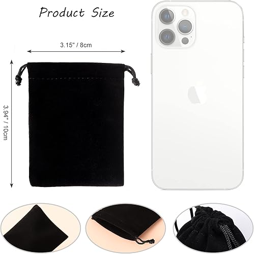 Miniatura 2 de ENNIYU Bolsas de terciopelo de alta calidad con cordón, bolsas de joyería negras, bolsas de caramelos, bolsas de calendario de Adviento de 3 x 4,