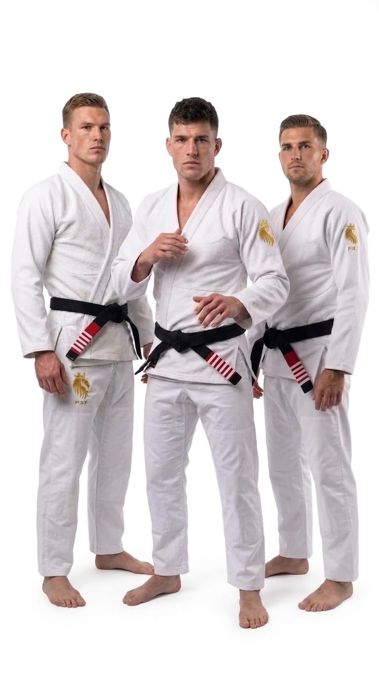 P37 Kimono BJJ Uomo A2 Bianco - Brazilian Jiu Jitsu Gi Pearl Weave, Pantaloni in Cotone Ripstop a Quadretti, Approvato IBJJF, Tessuto Pre-ristretto con Cintura Bianca Gratuita