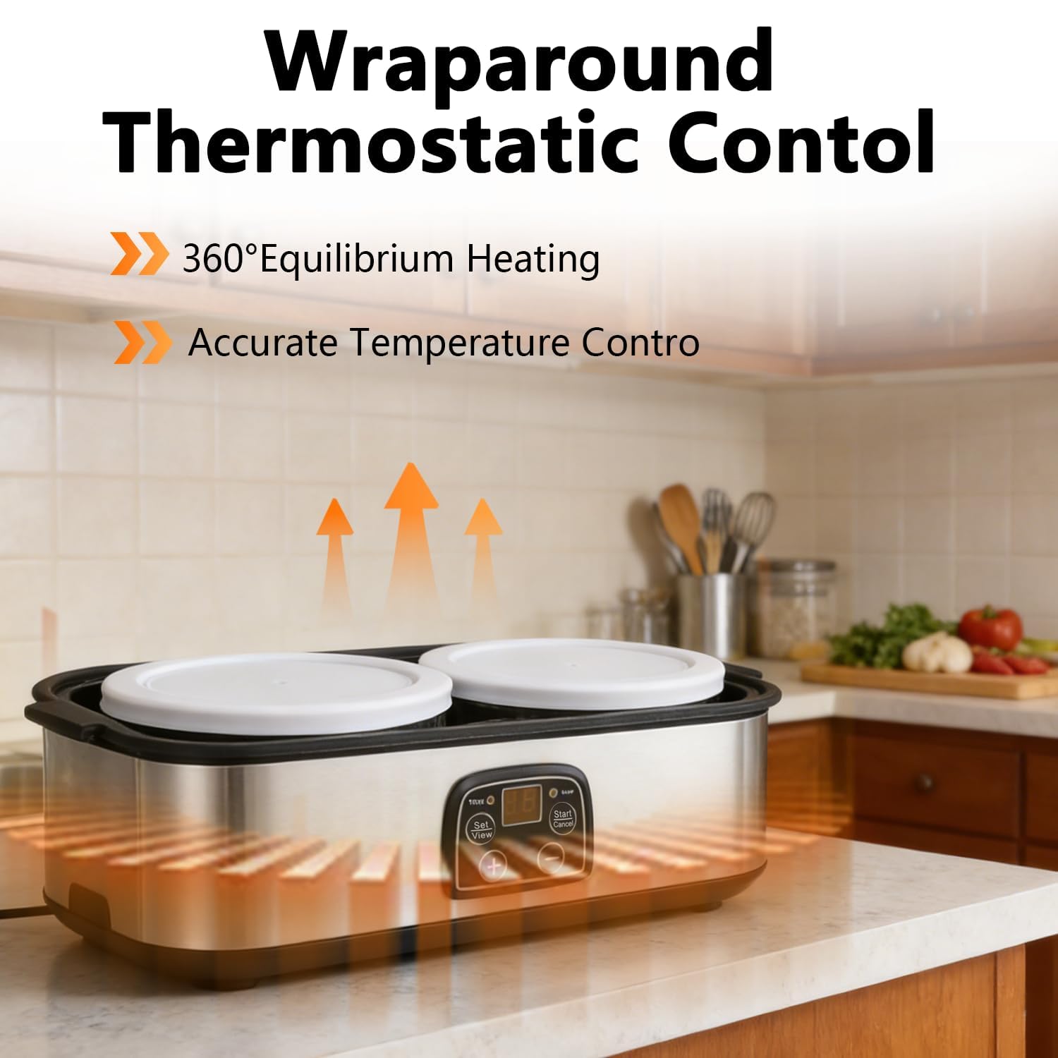 Máquina para Hacer Yogur, Yogurtera Automática de 2 litros con Pantalla Led y 2 Frascos de Vidrio, Control de Tiempo y Temperatura Ajustable, Yogurteras Eléctricas para Yogur Orgánico Casero, Queso