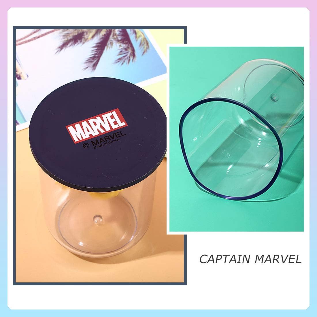 MINISO Marvel Color Gargle Cups Wash Cup Kids Toothbrush and Toothpaste Holder Bathroom Cups Reusable - Captain Marvel