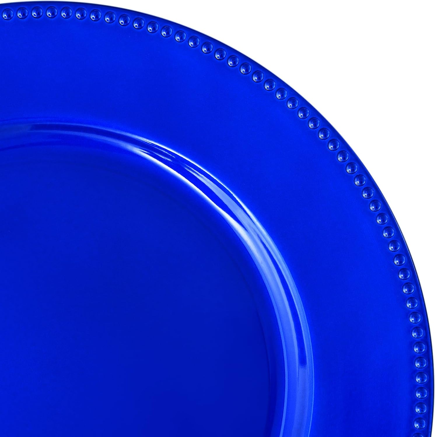 50 Royal Blue Charger Plates Bulk, 13" Round Beaded Decorative Dinner Chargers for Wedding Party, Baby Shower Event Decoration