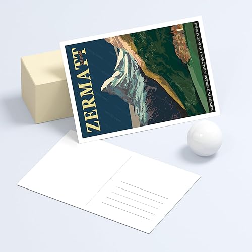 Miniatura 5 de gaeaverse Zermatt - Tarjetas postales de paisaje de Suiza, 9 unidades, diseño de ciudades del mundo, tarjetas de felicitación para viajes por el