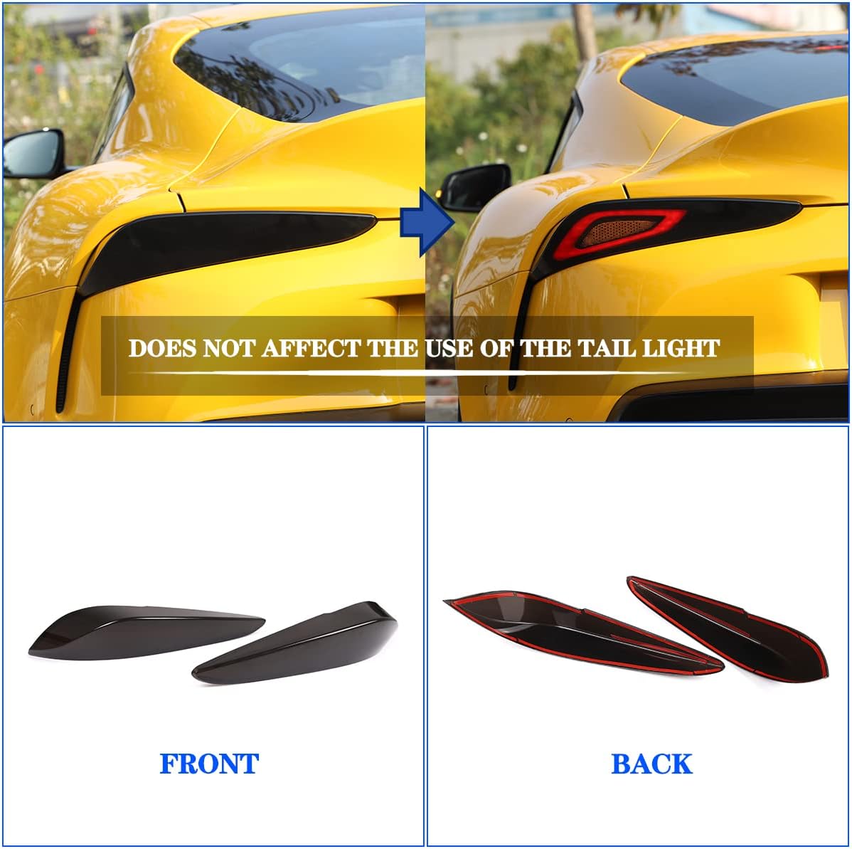 Car Taillight Cover Fit for Toyota Supra GR A90 A91 MK5 2019-2026, Smoked Taillight Shell Trim Cover, Rear Tail lamp Decorative Protection Trim, 2Pcs, Transparent Gray