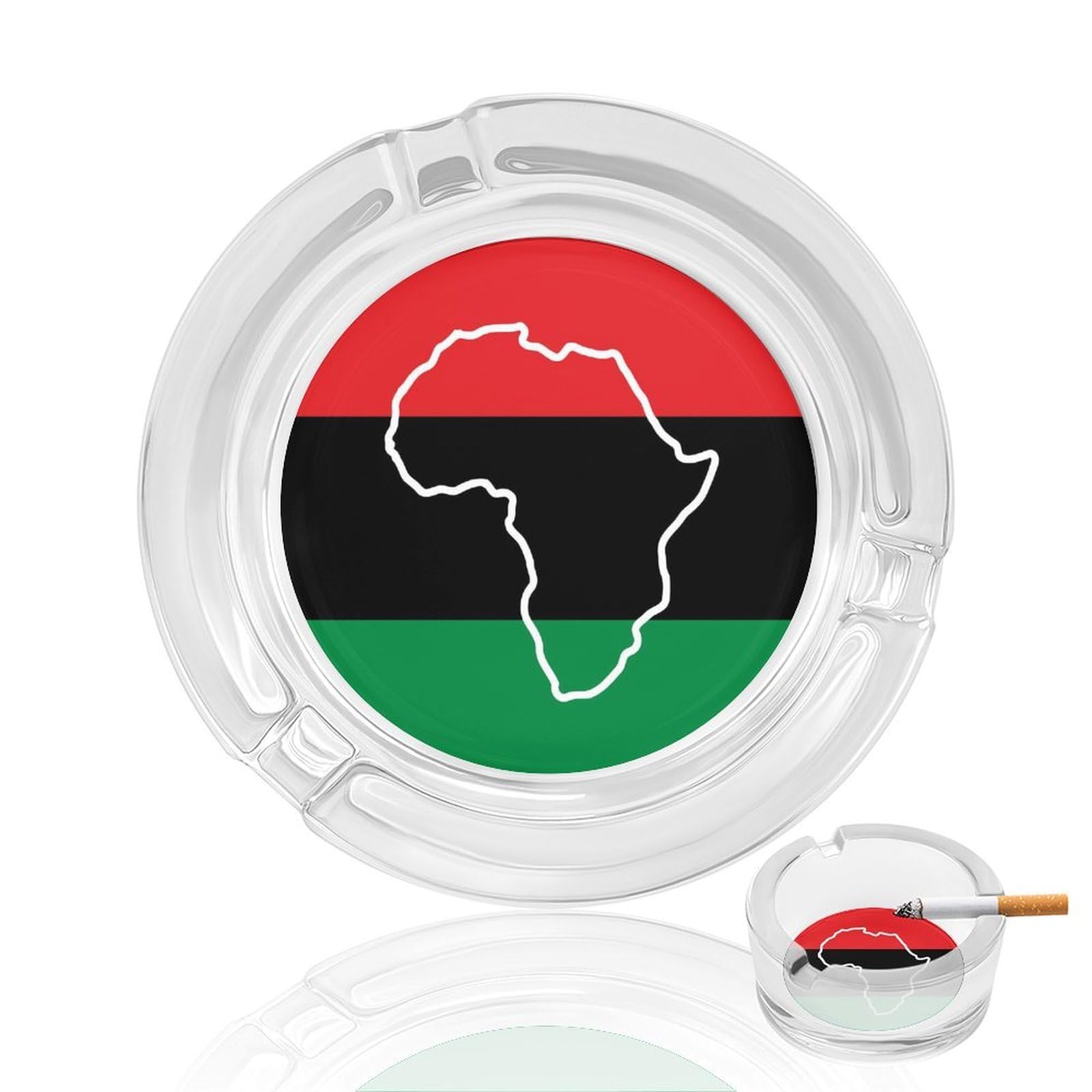 Nclqvjxzkhw Style African Am-Ericans Flags Glass Ashtray Round Ash Tray Smoking Trays For Home Garden Outdoor
