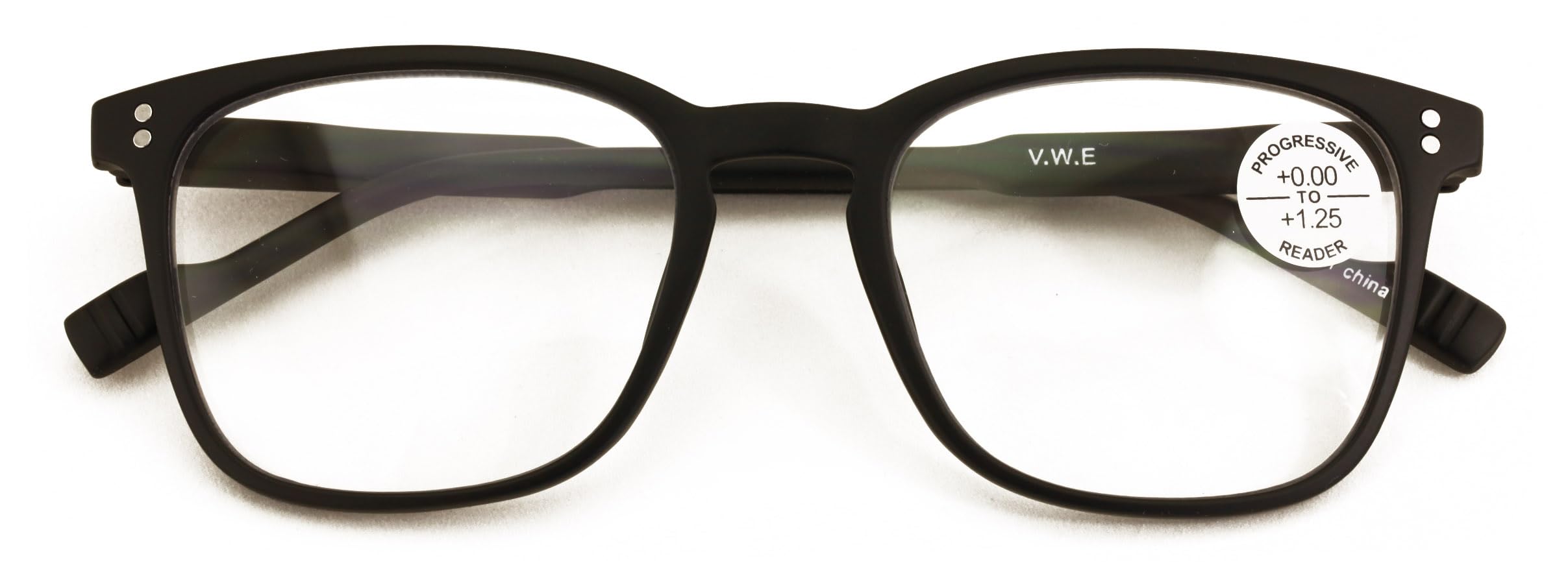 V.W.E. Lightweight Men Progressive Bifocal Reading Glasses – No Line, No Bubble – Clear Zero Power on Top Readers