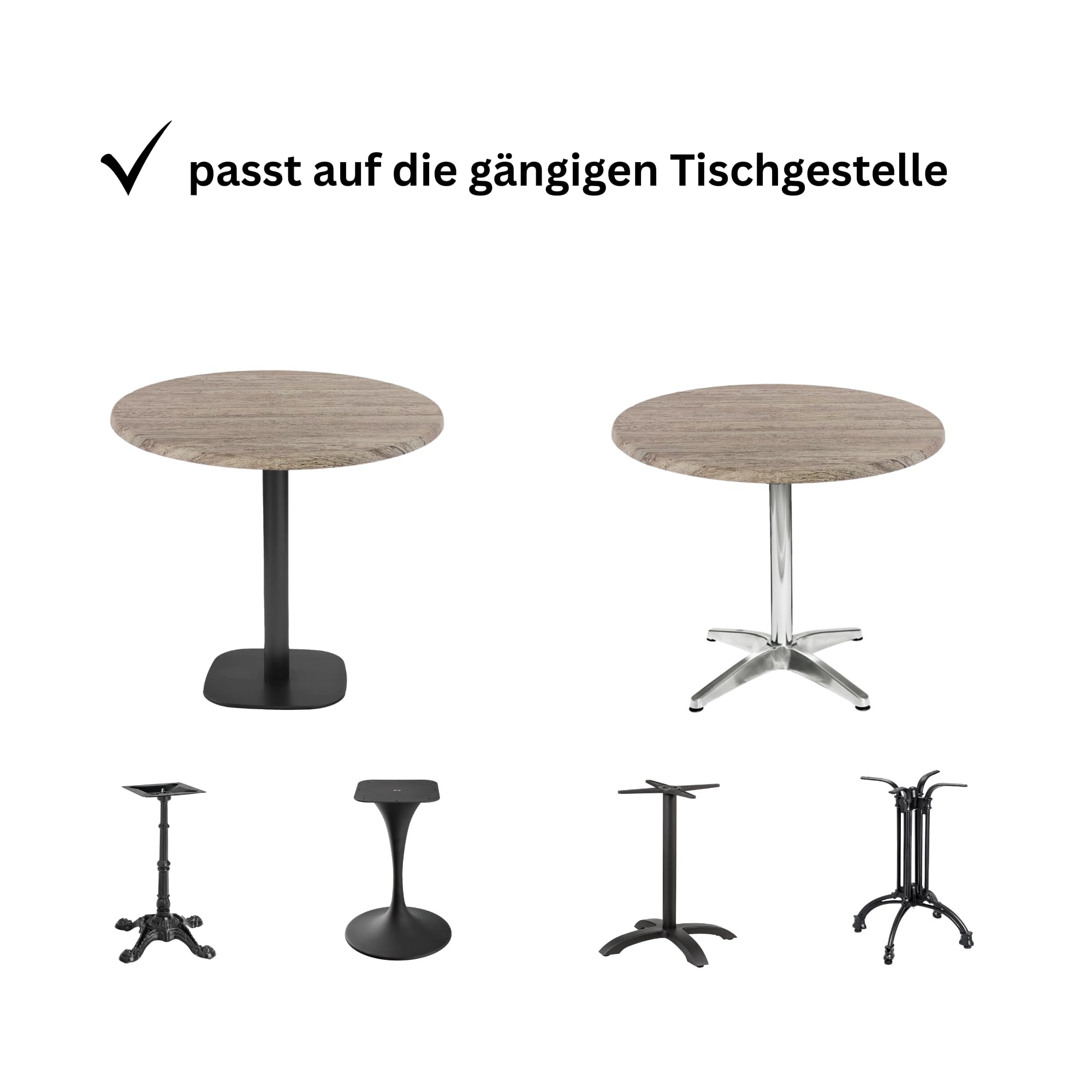 Hochwertige Tischplatte Werzalit – Ø70cm – 2,6 cm dicke für Bistrotisch/Esstisch/für Outdoor und Indoor - Farbe: montpellier
