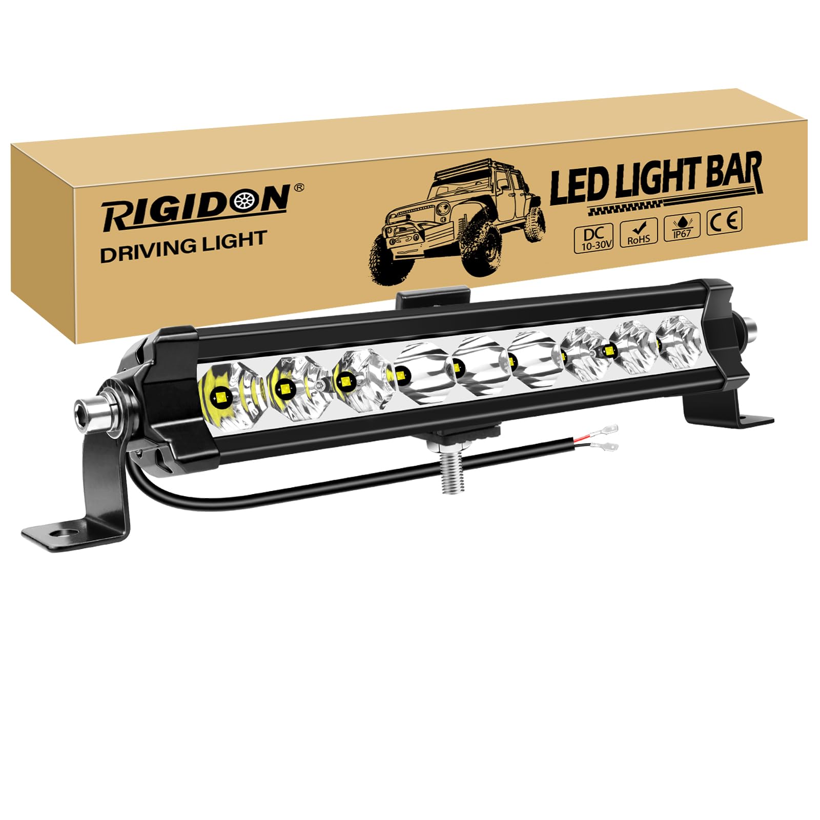 RIGIDON Car Led Light Bar, 11 cali 30 W 3000 lumenów, Flood Spot Combo Beam do samochodów terenowych SUV UTE ATV 4x4 Boat Tractor, lampa samochodowa