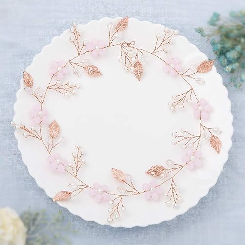 Miniatura 3 de Aukmla Diademas de flores para el pelo de la boda de la novia, joyería nupcial para mujeres y niñas (plateado)