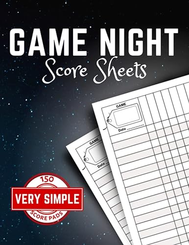 Game Night Score Sheets: 150 Very Simple Large Scorekeeping Pads / Card Game Score Sheets &amp; More