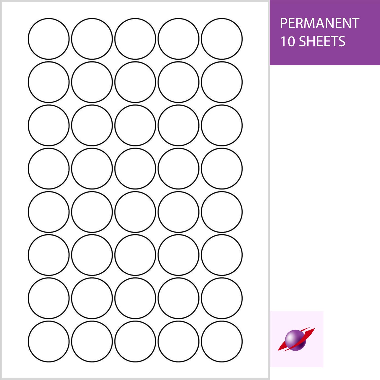 Label PlanetĀ® 40 Per Sheet, 10 Sheets (400 Round Labels). Round Paper Labels for Inkjet and Laser Printers, 32mm Diameter, 40 per Sheet, LP40/32R.