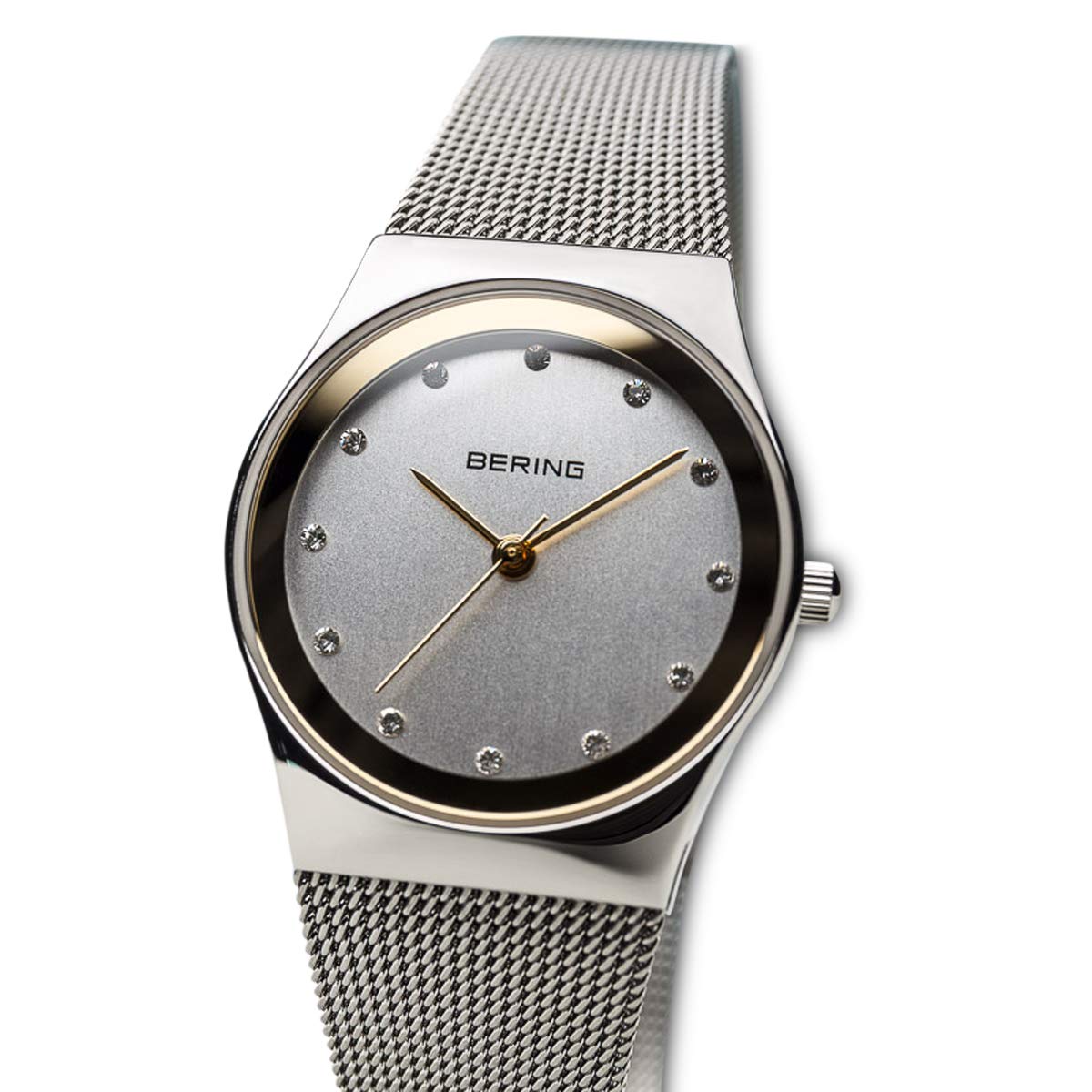 Bering 12927 Reloj de Cuarzo para Mujer con Caja de Acero Inoxidable de 27 mm y Esfera, Correa milanesa, Cristal de Zafiro y Resistencia al Agua de 3 ATM