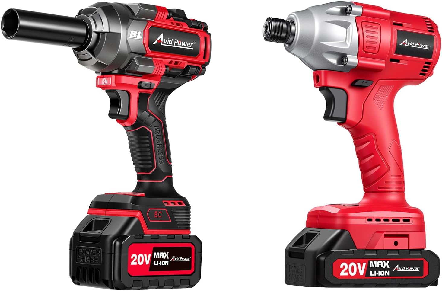 AVID POWER Impact Driver Kit 2220in-lbs with 1200 N.M Brushless Impact Wrench 2 * 4000mAh Batteries