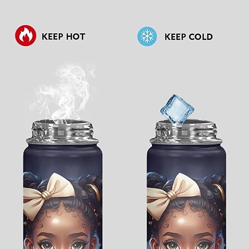 Miniatura 5 de Magic Black - Botella de agua térmica con asa para niñas negras con asa, botella de agua reutilizable de 20 onzas, botella de agua térmica para