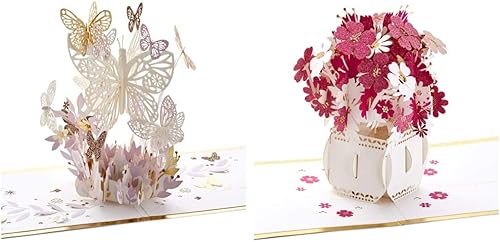 Hallmark Tarjeta desplegable Signature Paper Wonder, Thankful for You & Signature Paper Wonder, ramo de pensamientos felices (tarjeta del día de las