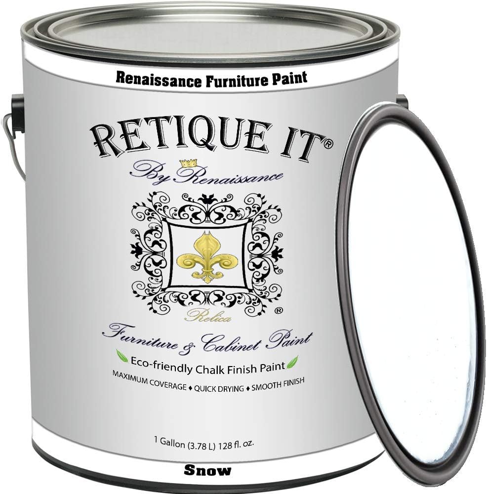 Retique It Chalk Furniture Paint, 128 Fl Oz (Pack of 1), 01 Snow