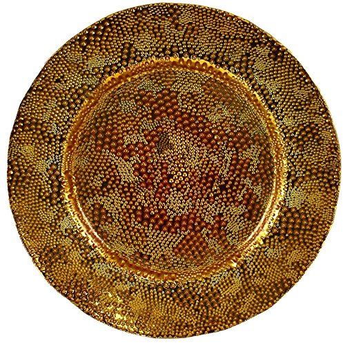 Essential Decor & Beyond EN31058 13.2-Inch Electroplated Gold Color Glass Charger