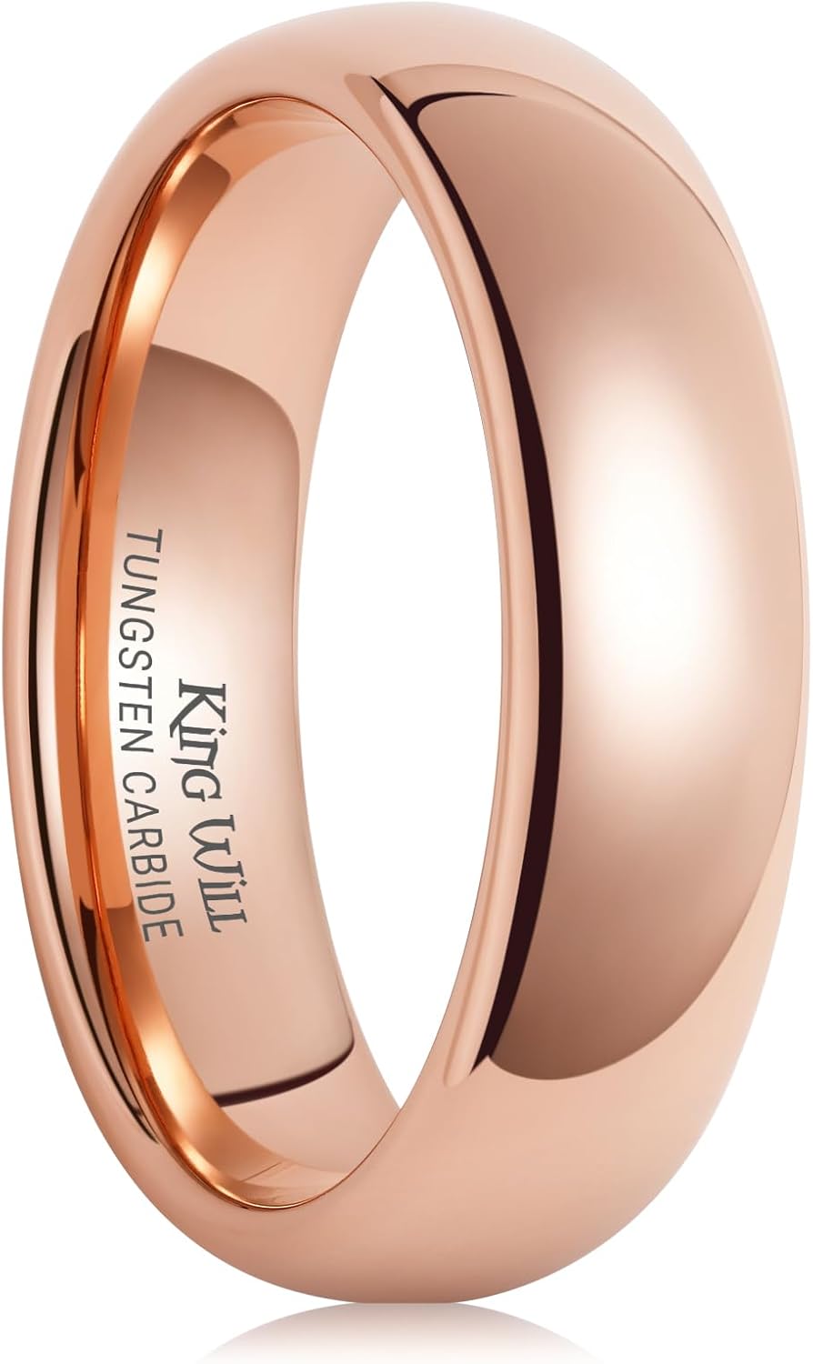 King Will Men's Women's 1.5mm 2mm 4mm 6mm 8mm Tungsten Carbide Ring 24k Gold Plated Rose Gold Plated Domed Polished Finish Wedding Band