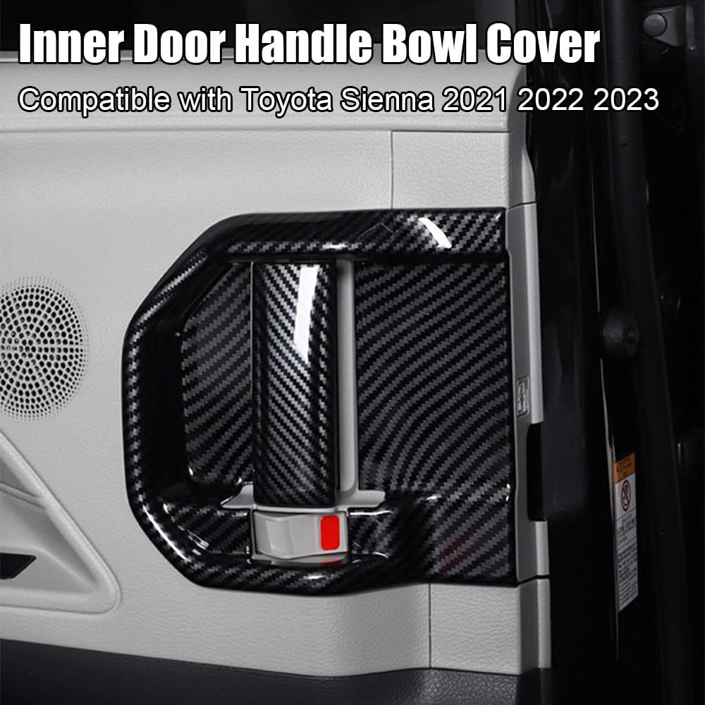 XITER 4pcs ABS Carbon Fiber Style Inner Door Handle Bowl Cover for Toyota Sienna 2021 2022 2023 2024 2025 2026 Interior Trim