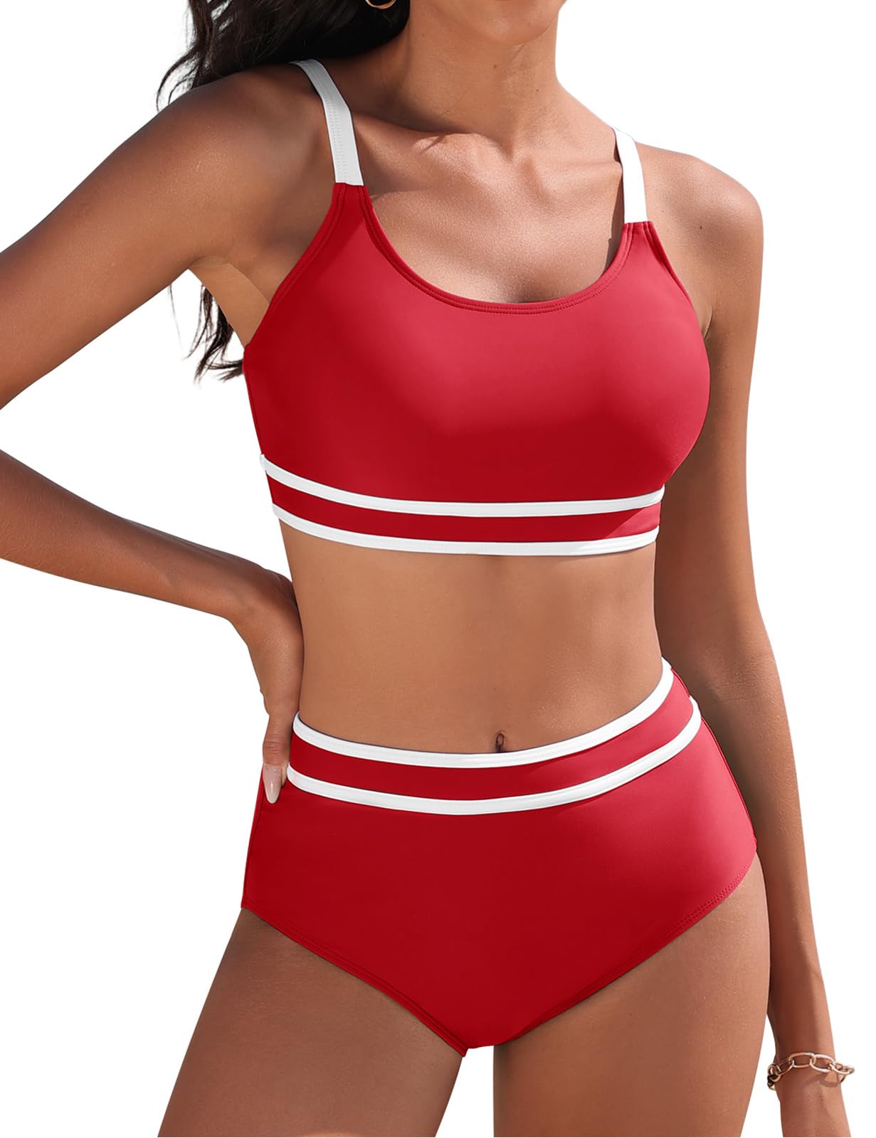 Tuopuda Bikini Damen Set Bauchweg Zweiteiliger Badeanzug High Waist Push Up Bikini-Oberteil Sport Zweiteiler Bademode Swimsuit Badebekleidung
