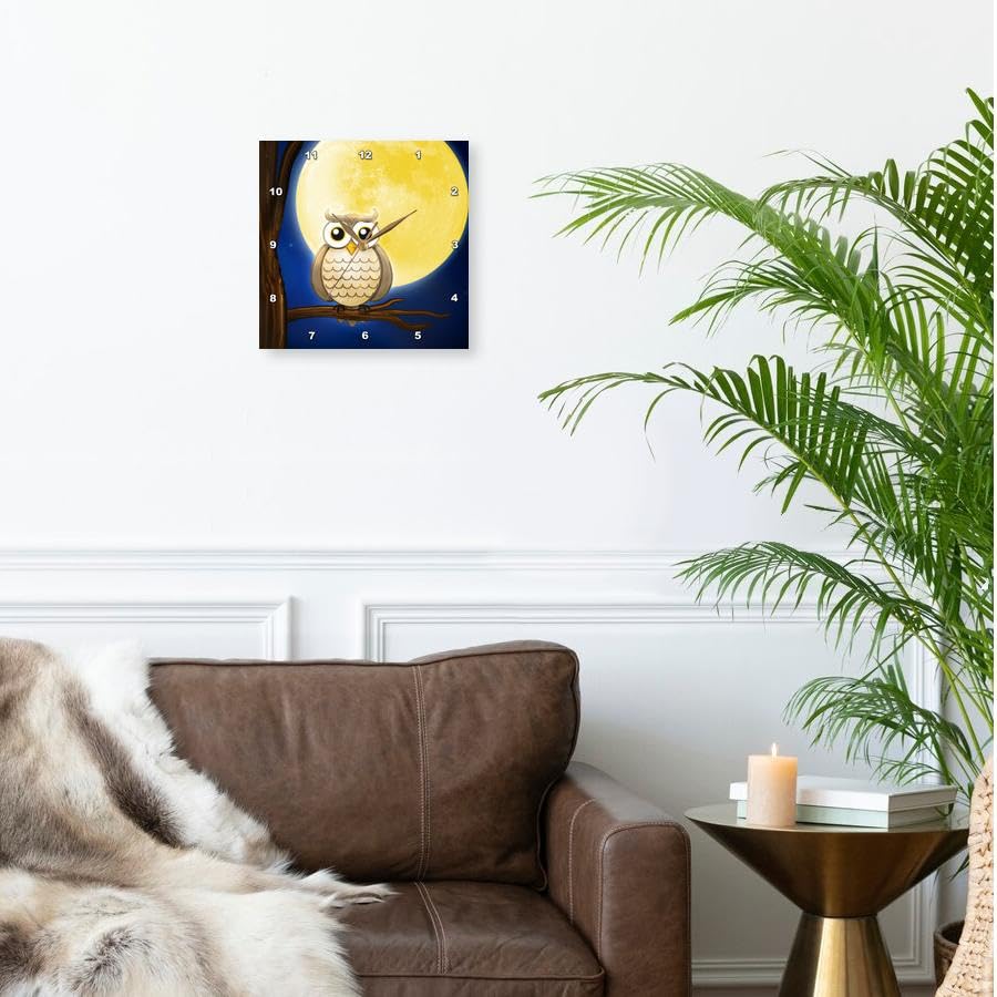 Reloj de pared silencioso 3D de búho sabio digital 13 pulgadas miniatura 2