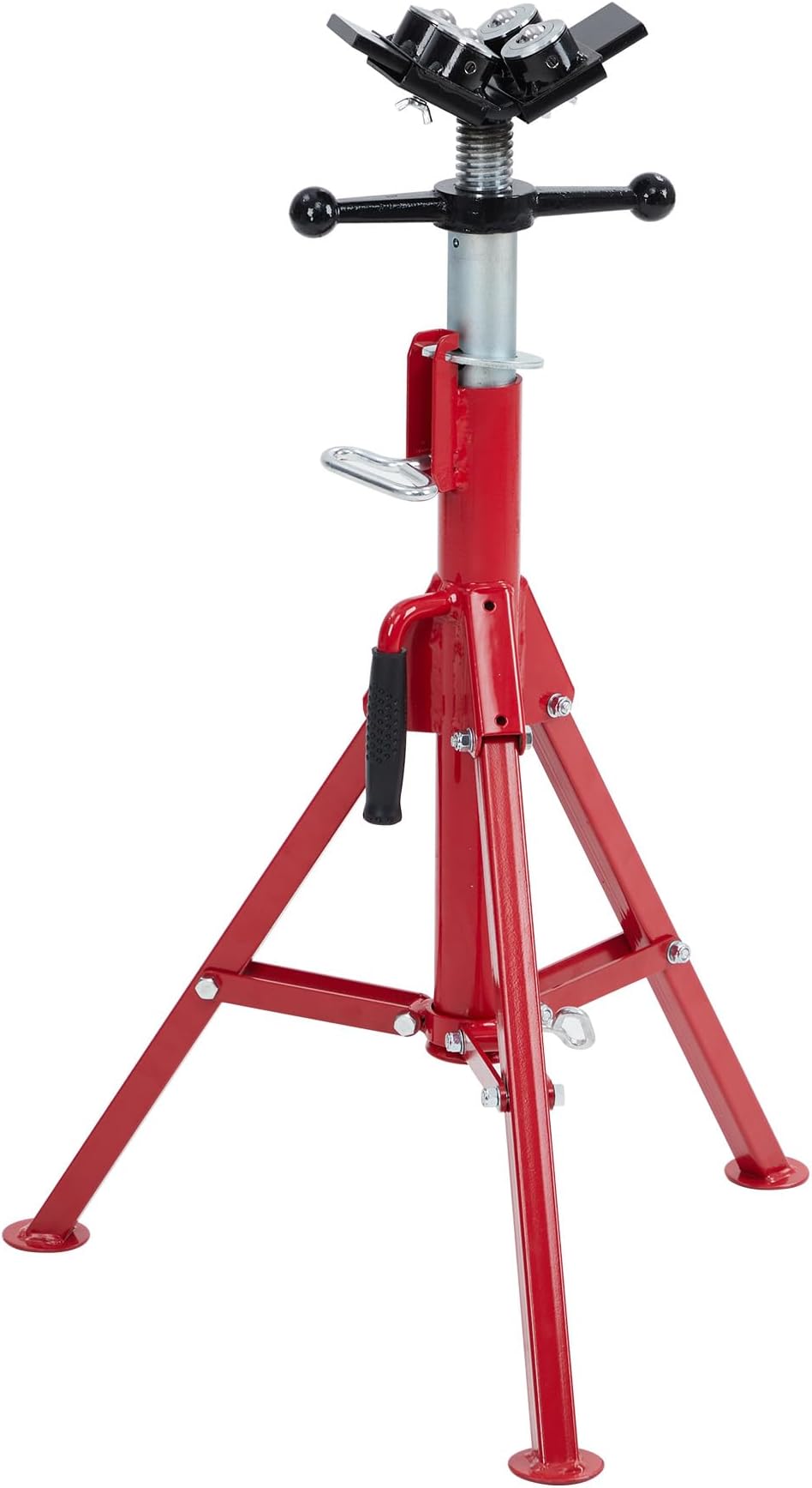 Pipe Jack Stand with 4-Ball Transfer V-Head - 2500 LBS Capacity, Adjustable Height 28-52 Inch, Heavy-Duty Welding Pipe Stand with Folding Legs - Fits 1/8"-12" Pipes