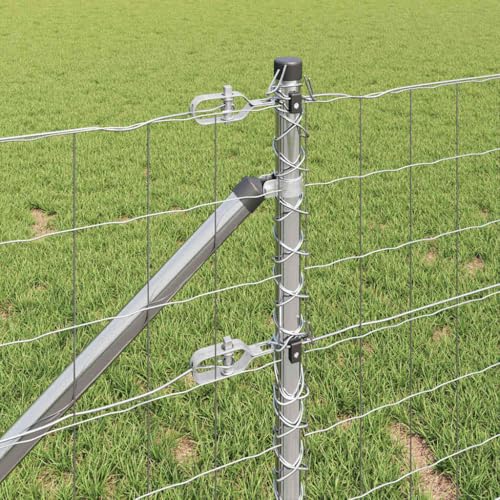 Valla de jardín 0,8 x 25 m en malla de acero con postes plateados y accesorios 6