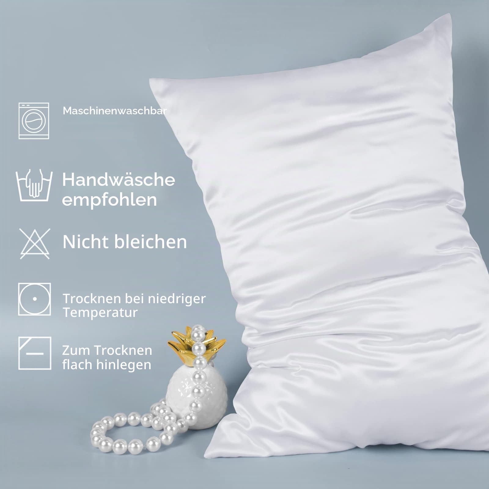 LULUSILK Seide Kissenbezug 80x80cm Weiß, Haar- & Hautpflege, 1 Stück