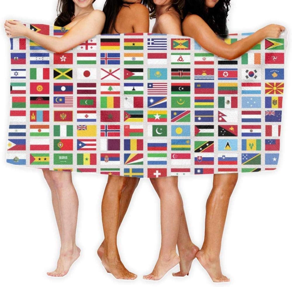 Beach Towels Microfiber,Flags Of World Bath Towels Extra Large For Men And Women Great For Swim Spa Travel Yoga Sports Camping Sunbed Cover Bath Or Shower At Home 130X80cm