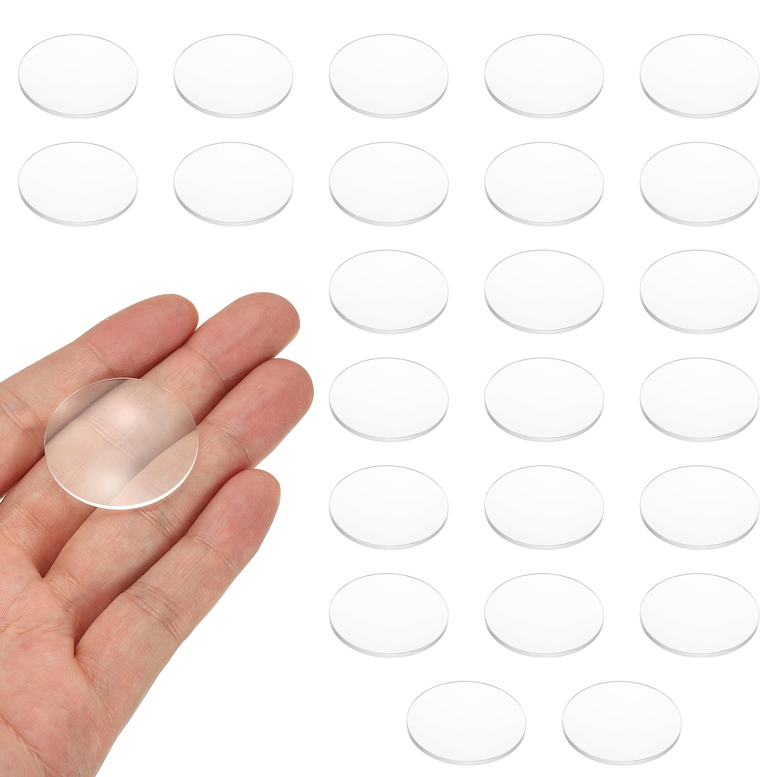 PATIKIL 24 Pack Biconvex Lens, 31mm Dia. 65mm Focal Length Optical Lenses Magnifier Paperweight Acrylic Double Convex for DIY Office Desk Home Science Experiment Telescope