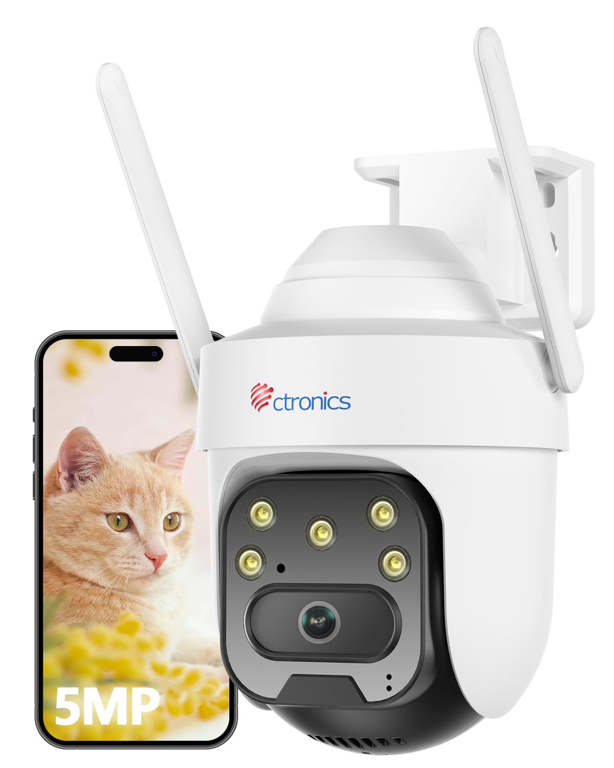 Ctronics 5MP Caméra Surveillance WiFi Exterieure, PTZ Camera IP Exterieur | WiFi 2,4/5GHz avec AI Détection Suivi Auto, Nocturne Couleur 30M, Audio Bidirectionnel, 128GB TF/Cloud/FTP/NVR