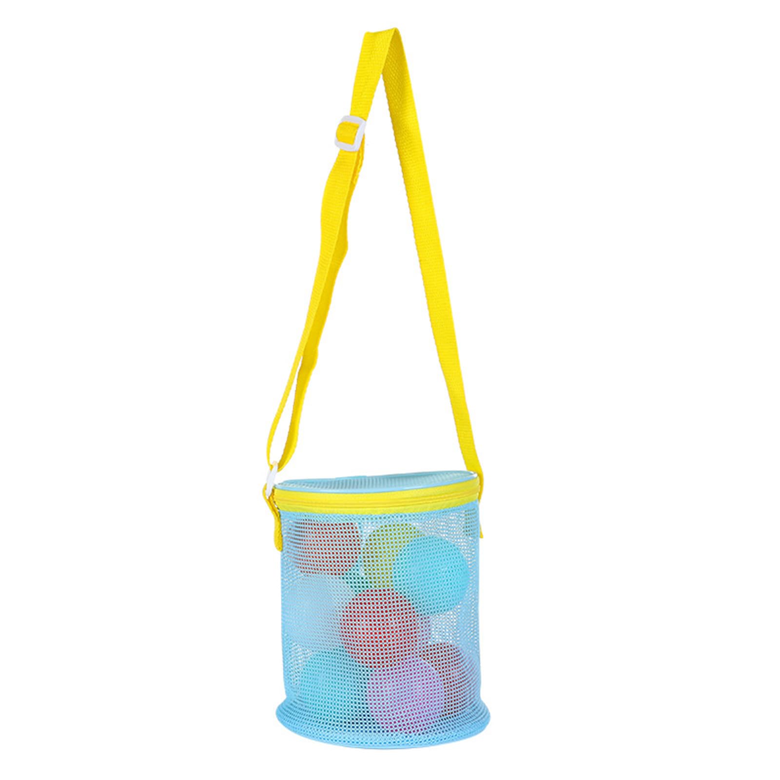 Jazuaiao Beach Bag Beach Toy Bucket Bag Toy Storage Seashells Bucket Net Shoulders for Vacations Mesh Seashells Storage Net Sand