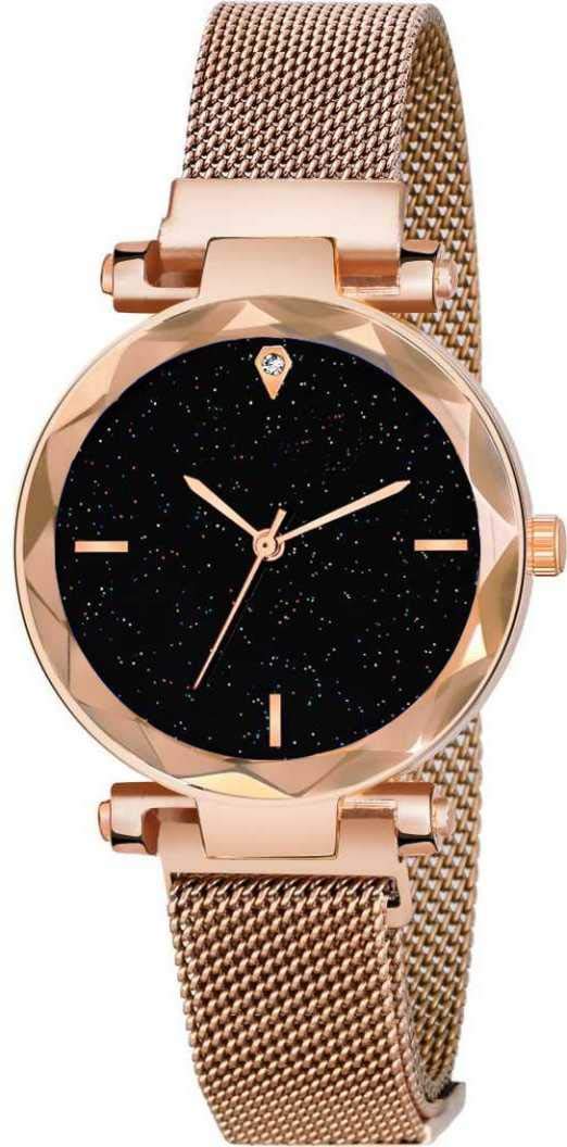 A Brand - Sparkling Diamond Cut Rose Gold Magnetic Strap Luxury Analogue Watch - for Girls Pack of - 1 (B08GX22C6G) Amazon Price History, Amazon Price Tracker