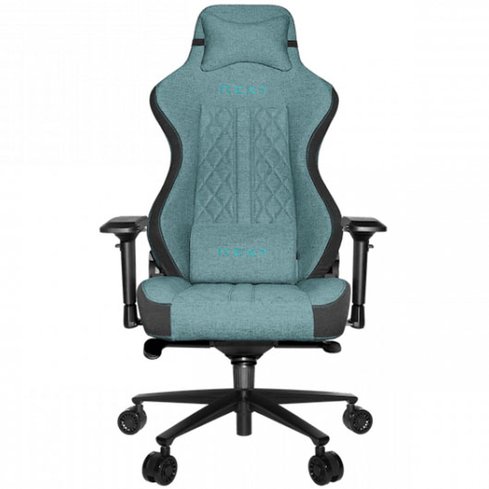 REKT ULTIM8 Plus - Chaise Gaming XL Grand Taille en Tissu Premium - Inclinable à 180 ° - Accoudoirs 4D - Coussin Ajustable pour La Nuque - Coussin Lombaire - Supporte 150Kg (Turquoise)
