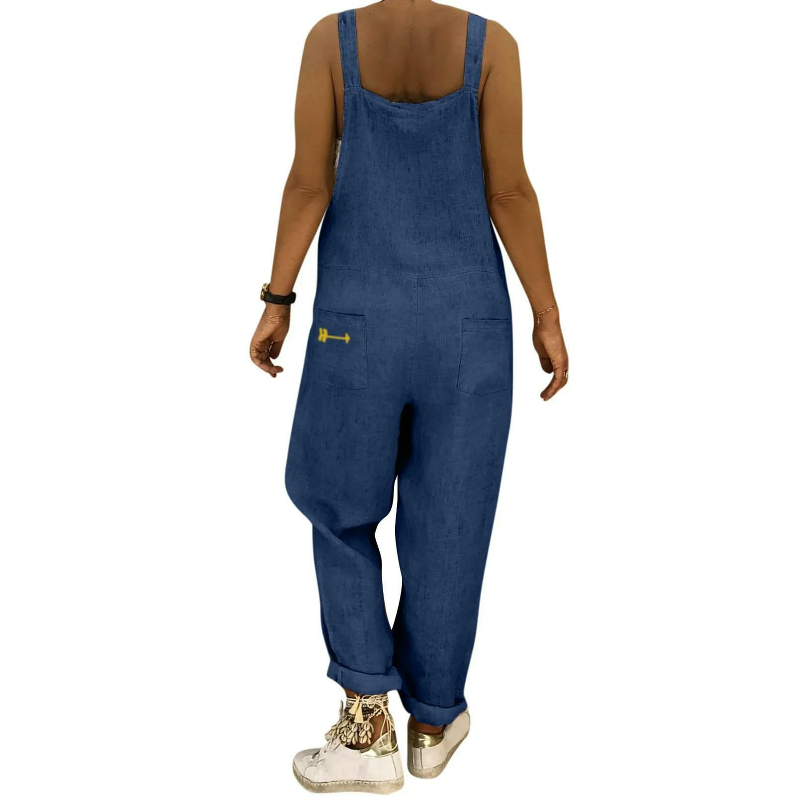 Mono De Verano Mono Retro Holgado Informal De Talla Grande Para Mujer