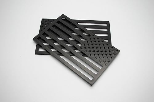 Miniatura 3 de Muzzys (Juego de dos) 3 x 5 pulgadas, color negro, con relieve izquierdo y derecho de la bandera estadounidense, emblema adhesivo adhesivo adhesivo