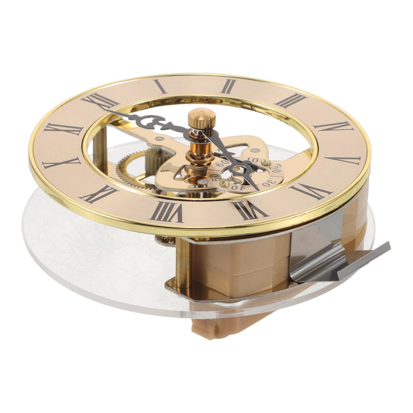 Housoutil Rundes Quarz Uhrwerk Gold 95cm mit Römischen Ziffern Skelett Uhrwerk Metallrahmen Ersatzteil für Tisch und Wanduhren Selbstgemacht Uhrenbau