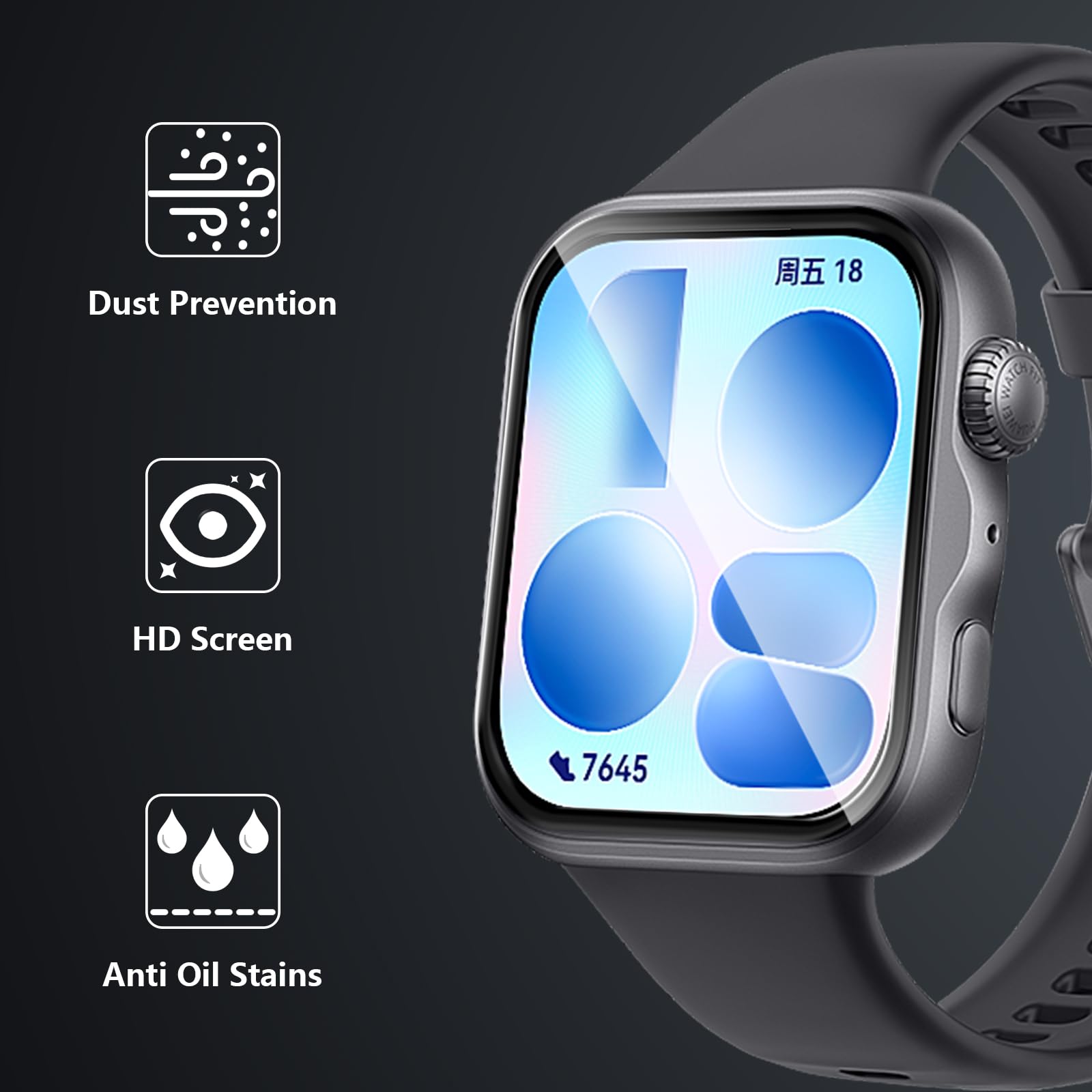 Osłona na wyświetlacz do Huawei Watch Fit 5, 4 sztuki przezroczysta ochronna, antyrysunkowa elastyczna folia, miękka przezroczysta HD TPU bez bąbelków