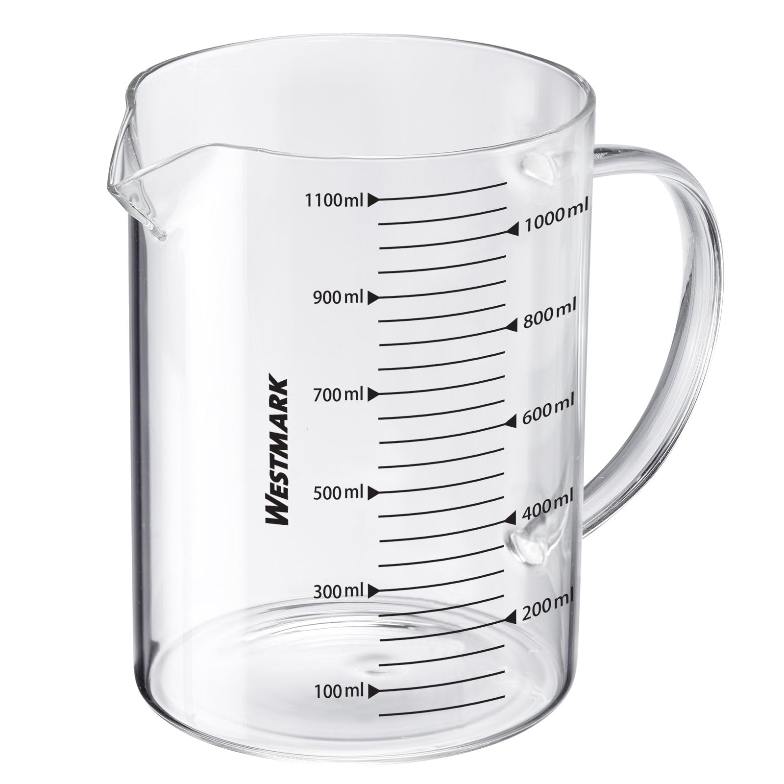 Westmark Glass Measuring Jug - Ideal for Measuring Ingredients in Baking and Cooking, Microwave Safe, Temperature Resistant, Egonomic Handle - 1.1 Litre